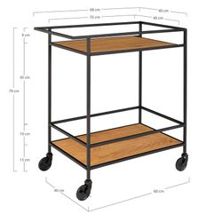 Serveur en bois et acier en chêne et noir, 68 x 40 x 79 cm | Vie