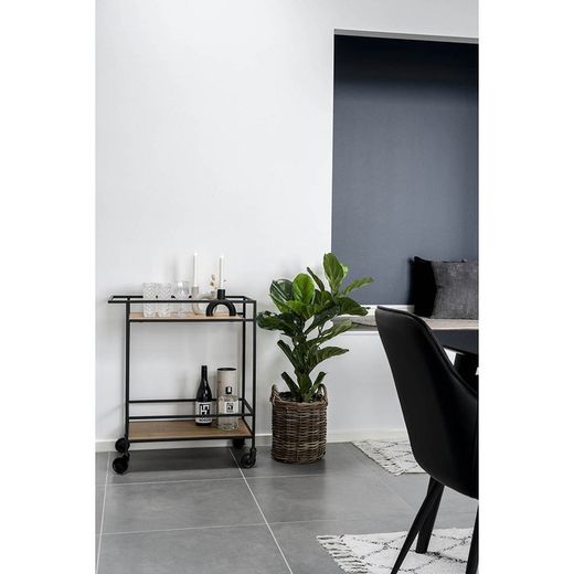 Serveur en bois et acier en chêne et noir, 68 x 40 x 79 cm | Vie