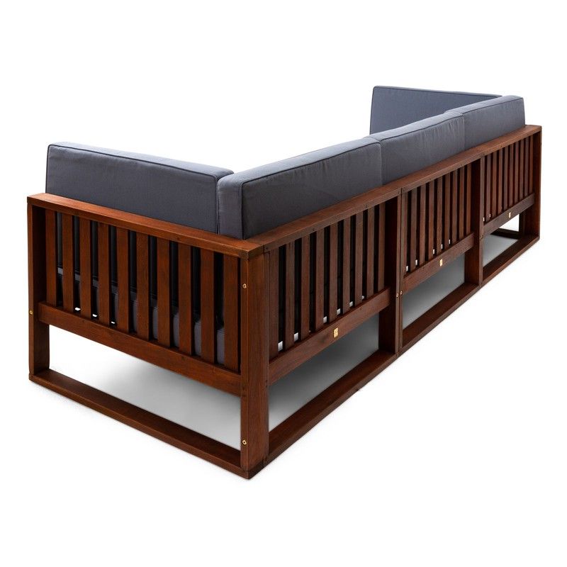 Canberra Conjunto de sofá 3 módulos de jardim de madeira de eucalipto