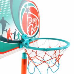Cesto de basquete em polietileno turquesa e laranja, 33x29x88-106 cm | basquetebol
