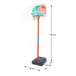 Cesto de basquete em polietileno turquesa e laranja, 33x29x88-106 cm | basquetebol