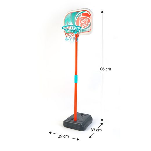 Cesto de basquete em polietileno turquesa e laranja, 33x29x88-106 cm | basquetebol