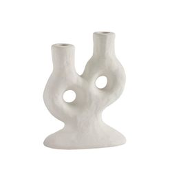 Bougeoir en céramique blanc, 15 x 7,5 x 20 cm | Oria