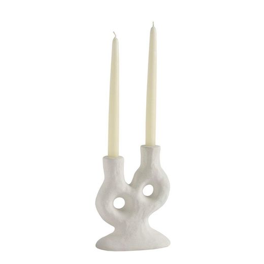 Bougeoir en céramique blanc, 15 x 7,5 x 20 cm | Oria