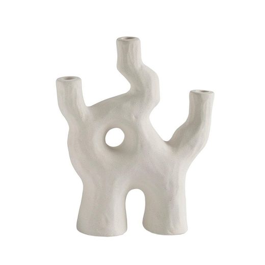 Portacandele in ceramica bianca, 26 x 10 x 32 cm | Zeus