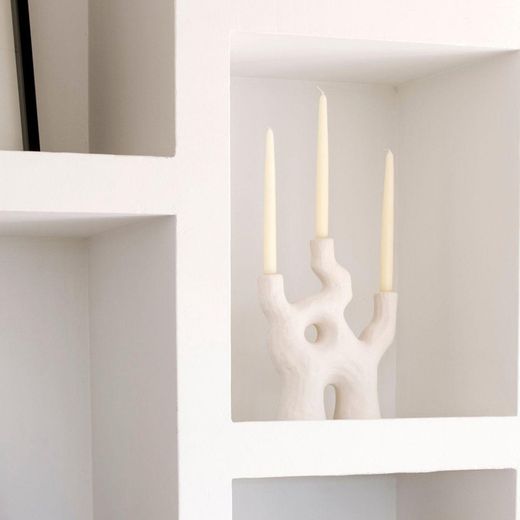 Bougeoir en céramique blanc, 26 x 10 x 32 cm | Zeus