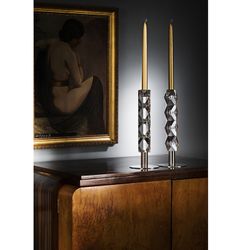 Bougeoir en Cristal avec Base en Métal Diamanti, Ø10.4x27.5cm