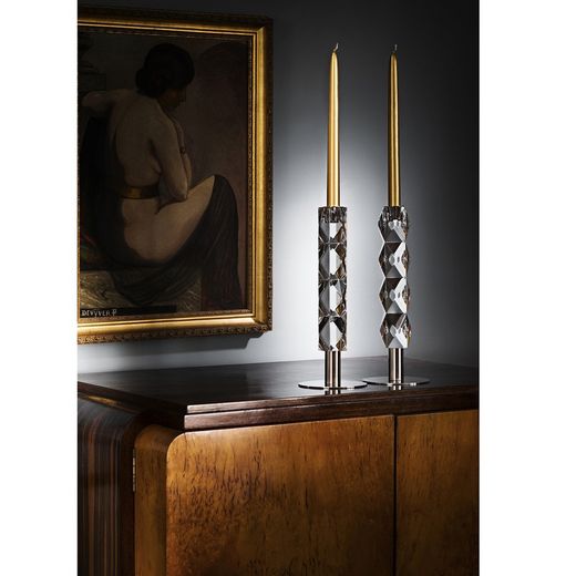 Bougeoir en Cristal avec Base en Métal Diamanti, Ø10.4x27.5cm