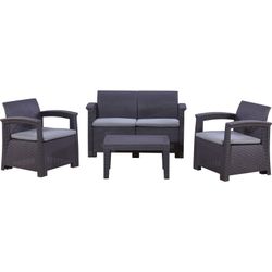 CAPRI - Garden Set Resin Imitation Ratan Anthracite Gray
