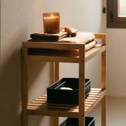 Carrinho de bambu natural, 46 x 35 x 74,5 cm | Bambu