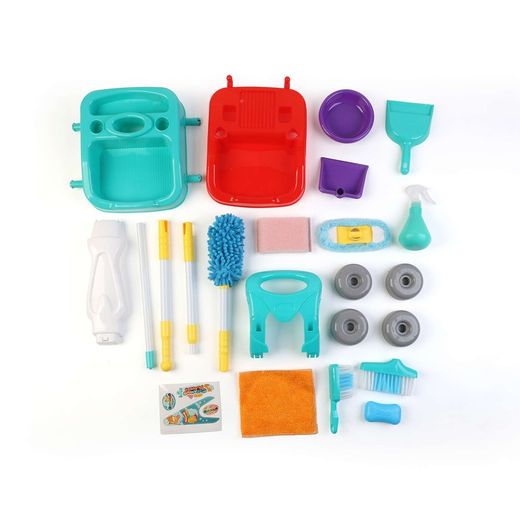 Carrello per pulizie in polietilene multicolor, 32x32x50 cm | Gioco di pulizia