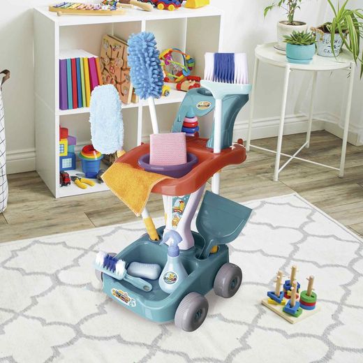 Carrello per pulizie in polietilene multicolor, 32x32x50 cm | Gioco di pulizia