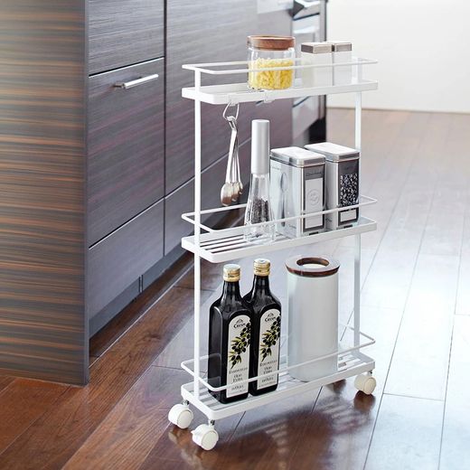 Carro de cocina de acero en blanco, 66 x 38 x 12 cm | Tower