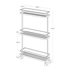 Carro de cocina de acero en blanco, 66 x 38 x 12 cm | Tower