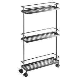 Steel kitchen trolley in black, 66 x 38 x 12 cm | Tower