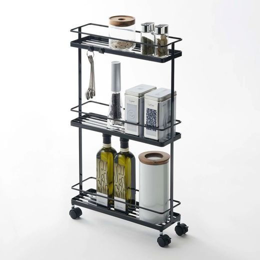 Steel kitchen trolley in black, 66 x 38 x 12 cm | Tower