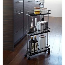 Steel kitchen trolley in black, 66 x 38 x 12 cm | Tower