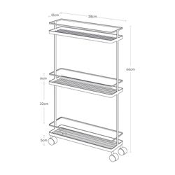 Steel kitchen trolley in black, 66 x 38 x 12 cm | Tower