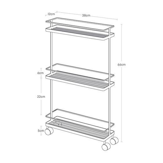 Steel kitchen trolley in black, 66 x 38 x 12 cm | Tower