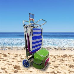 Carrello pieghevole in alluminio trasformabile in tavolino, 51x52x105 cm
