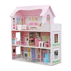 Wooden dollhouse in pink, 62 x 27 x 70 cm | Sunrise