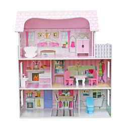 Wooden dollhouse in pink, 62 x 27 x 70 cm | Sunrise