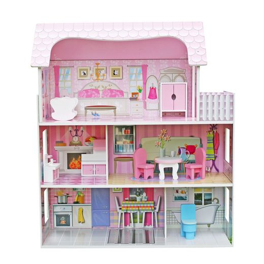 Wooden dollhouse in pink, 62 x 27 x 70 cm | Sunrise