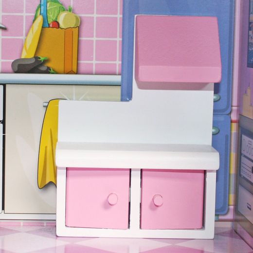 Wooden dollhouse in pink, 62 x 27 x 70 cm | Sunrise