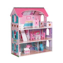 Casinha de bonecas em madeira rosa, 62 x 27 x 70 cm | terra