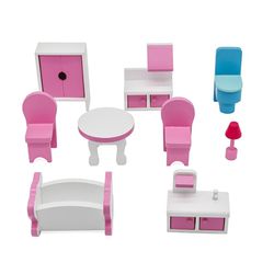 Casinha de bonecas em madeira rosa, 62 x 27 x 70 cm | terra