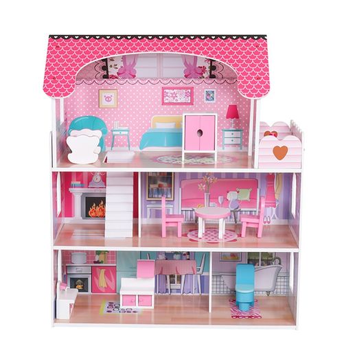 Casinha de bonecas em madeira rosa, 62 x 27 x 70 cm | terra