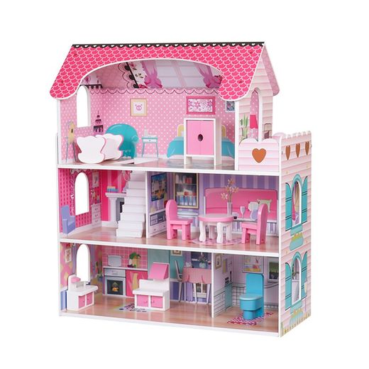 Casinha de bonecas em madeira rosa, 62 x 27 x 70 cm | terra