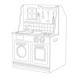 Dollhouse and wooden kitchen in white and pink, 47.5 x 40 x 67.5 cm | Wake