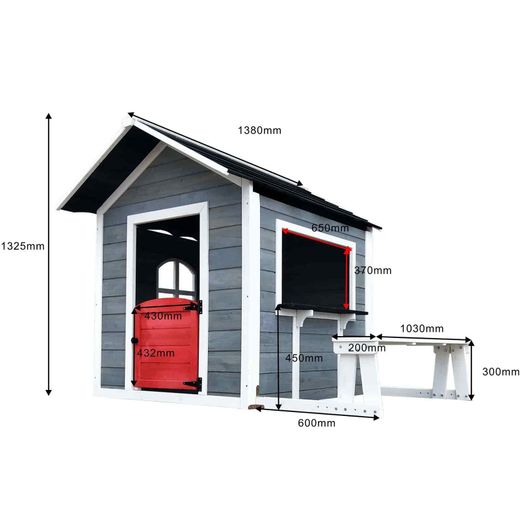 Maisonnette pour enfants en bois de pin multicolore, 116 x 138 x 132,5 cm | Chloé