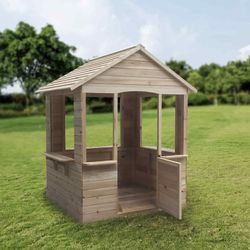 Casita infantil de madera de pino en natural, 120 x 108 x 138 cm | Adele