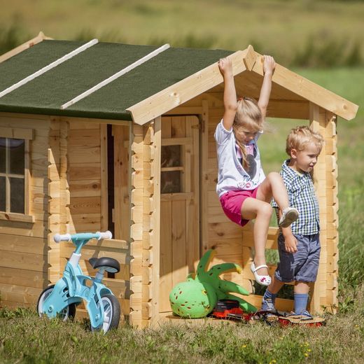 Casinha infantil em pinho natural, 175 x 130 x 145 cm | Peter