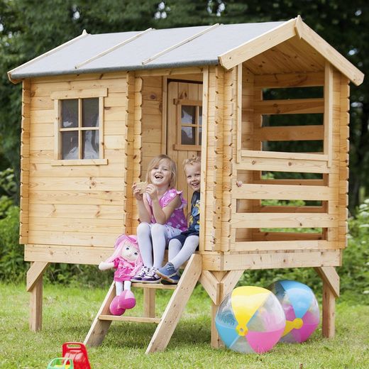 Casita infantil de pino en natural, 175 x 130 x 205 cm | Maya