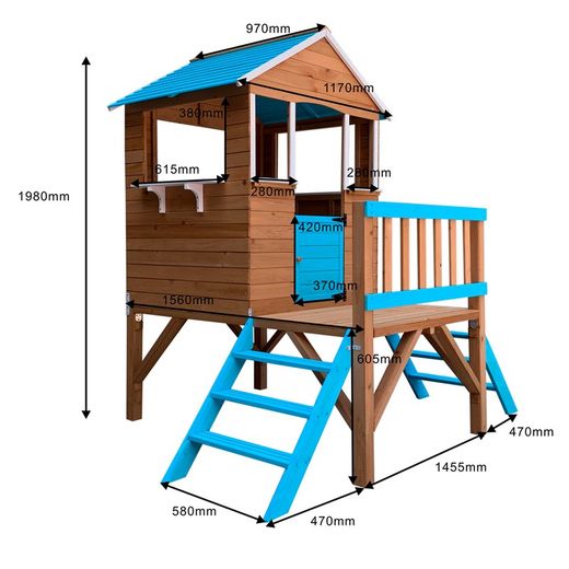 Casinha infantil em pinho natural, 192,5 x 156 x 198 cm | melodia