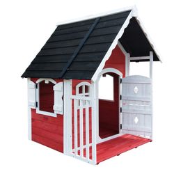 Casinha infantil pinho vermelho, 118,5 x 126,5 x 150 cm | anny