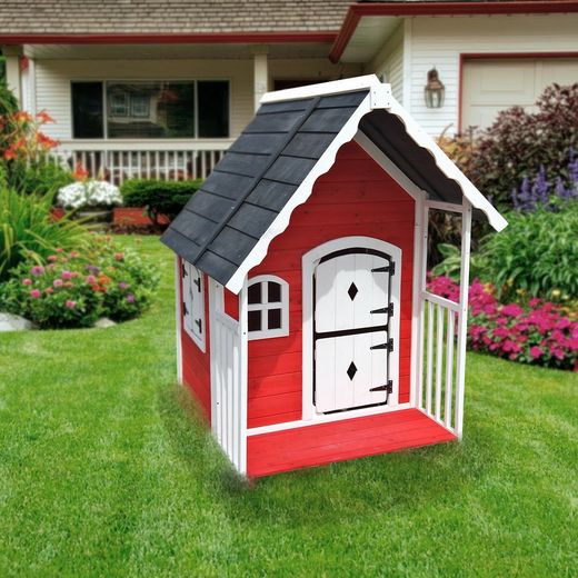 Casinha infantil pinho vermelho, 118,5 x 126,5 x 150 cm | anny