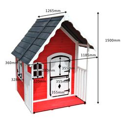 Casinha infantil pinho vermelho, 118,5 x 126,5 x 150 cm | anny