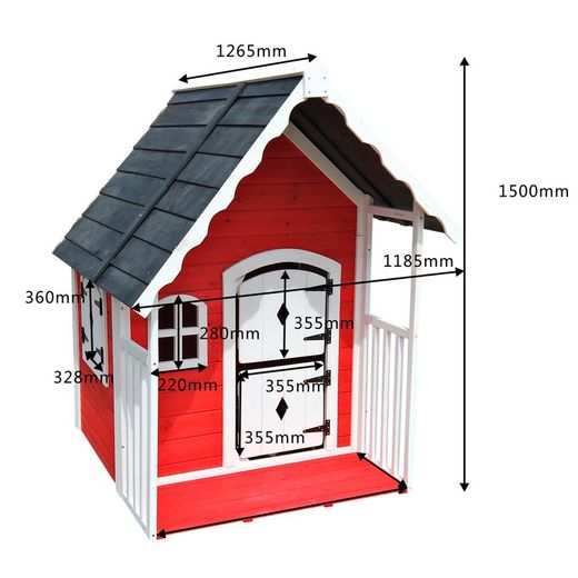 Casinha infantil pinho vermelho, 118,5 x 126,5 x 150 cm | anny