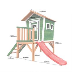 Casita infantil de pino en verde, 175 x 242,5 x 193 cm | Nike