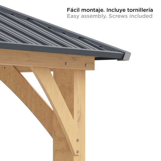 Tuinpaviljoen van hout en staal in naturel en grijs, 297 x 297 x 300 cm | Deventer