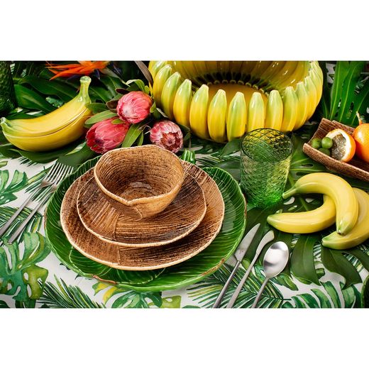 Yellow earthenware centerpiece, Ø 38 x 14 cm | Banana Madeira