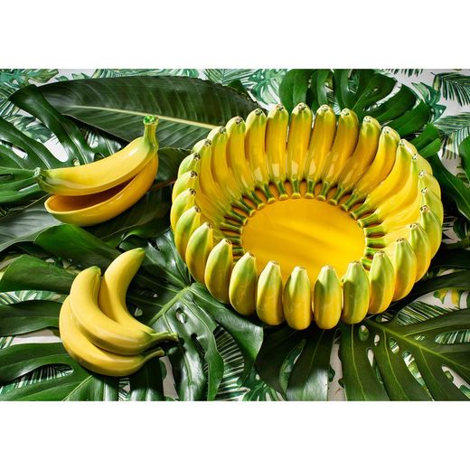 Yellow earthenware centerpiece, Ø 38 x 14 cm | Banana Madeira