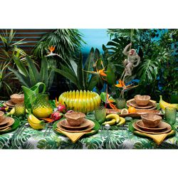 Yellow earthenware centerpiece, Ø 38 x 14 cm | Banana Madeira