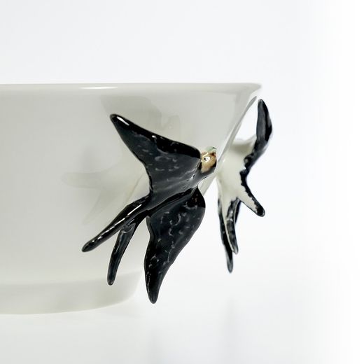 Black and white earthenware centrepiece, Ø 27.5 x 13 cm | Spring