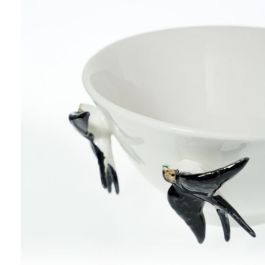 Black and white earthenware centrepiece, Ø 27.5 x 13 cm | Spring