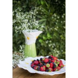 Margarita-middenstuk in wit aardewerk, 47 x 41 x 4,5 cm | Maria Flor